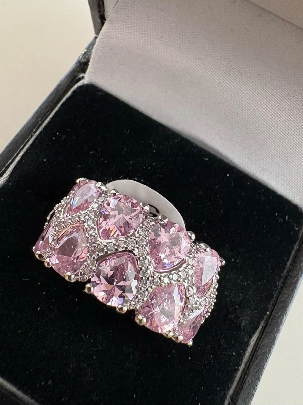 Bomb Party Glowing Dreams Ring RG87878 Rose Quartz CZ Rhodium Plating